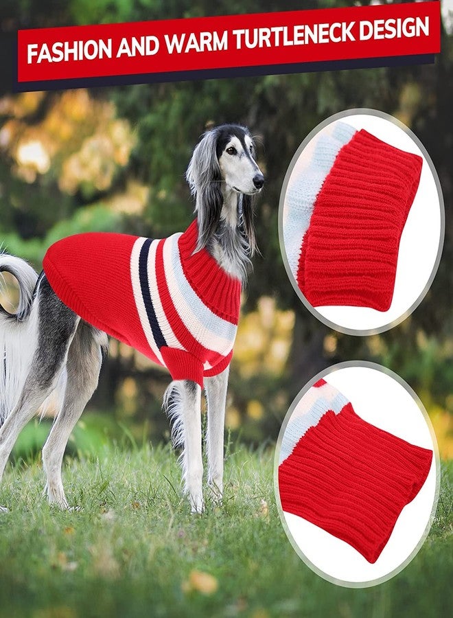 PETANGEL Dog Sweater | Warm Strip Dog Winter Knitwear Clothes with Elastic Leg Bands | Soft Acrylic Knitted Pet Pullover for Small Medium Large Doggy (Red, Size: L) - Image 5